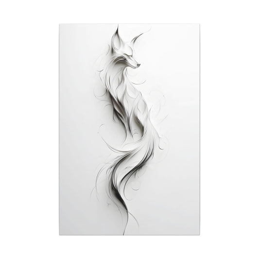 Unframed Elegant Fox Art Canvas (ES-8-UF) Wall Decor, Enchanting Home Artwork, Black and White Mural