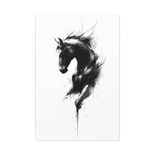 Unframed Elegant Horse Art Canvas (ES-5-UF) Wall Decor, Enchanting Home Artwork, Black and White Mural